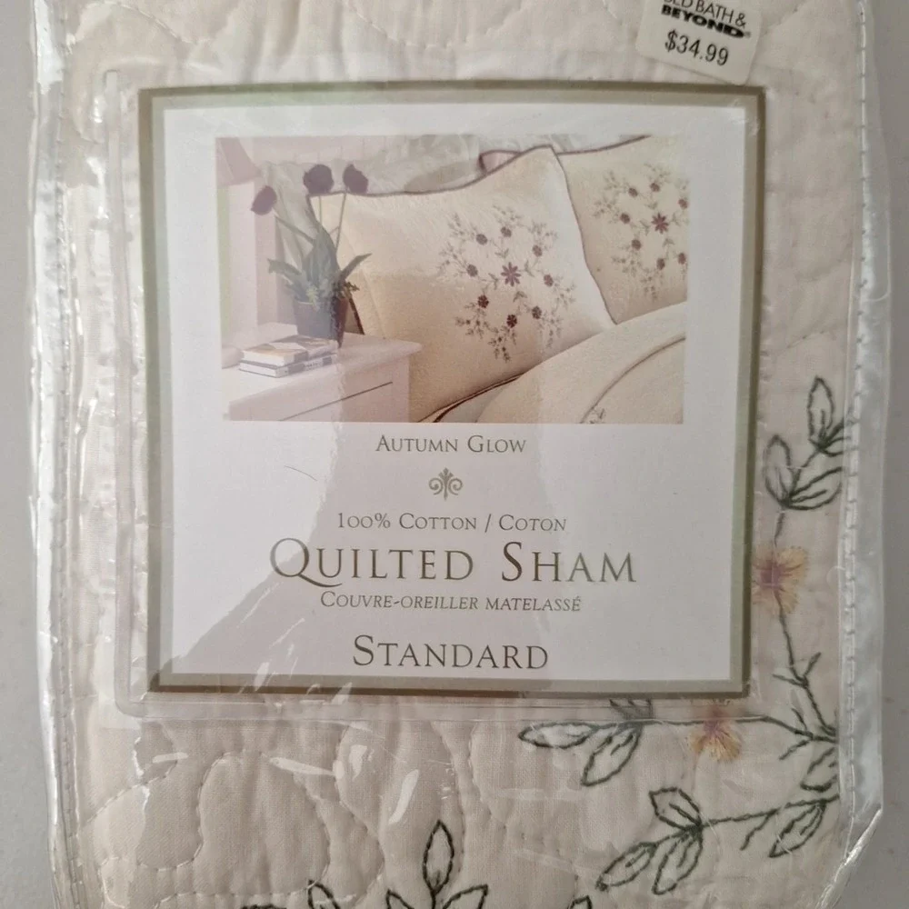 VTG Peking Handicraft 'Autumn Glow' Quilted Floral Sham Standard 100% Cotton NEW